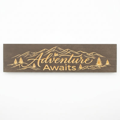 Travel Wall Decor — Adventure Awaits Carved Wood Sign — carved wood sign — Bluegrass Gifts