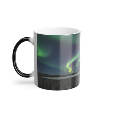 Aurora Dreams Magic Mug - color changing coffee mug side angle with handle by Bluegrass Gifts