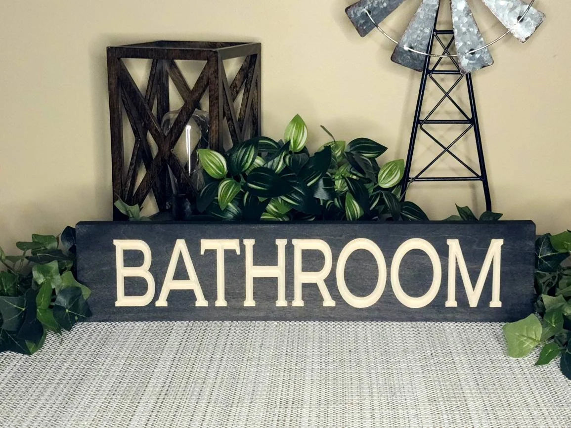 bathroom wood sign - bathroom wall decor - CNC-carved by Bluegrass Gifts