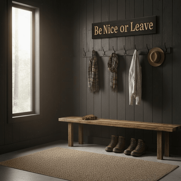 Be Nice or Leave – The Funny Wooden Sign That Sets the Tone for Every Space