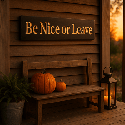 be-nice-or-leave-wood-sign-mudroom-entryway-decor - be nice or leave wood sign by Bluegrass Gifts, handmade in Kentucky