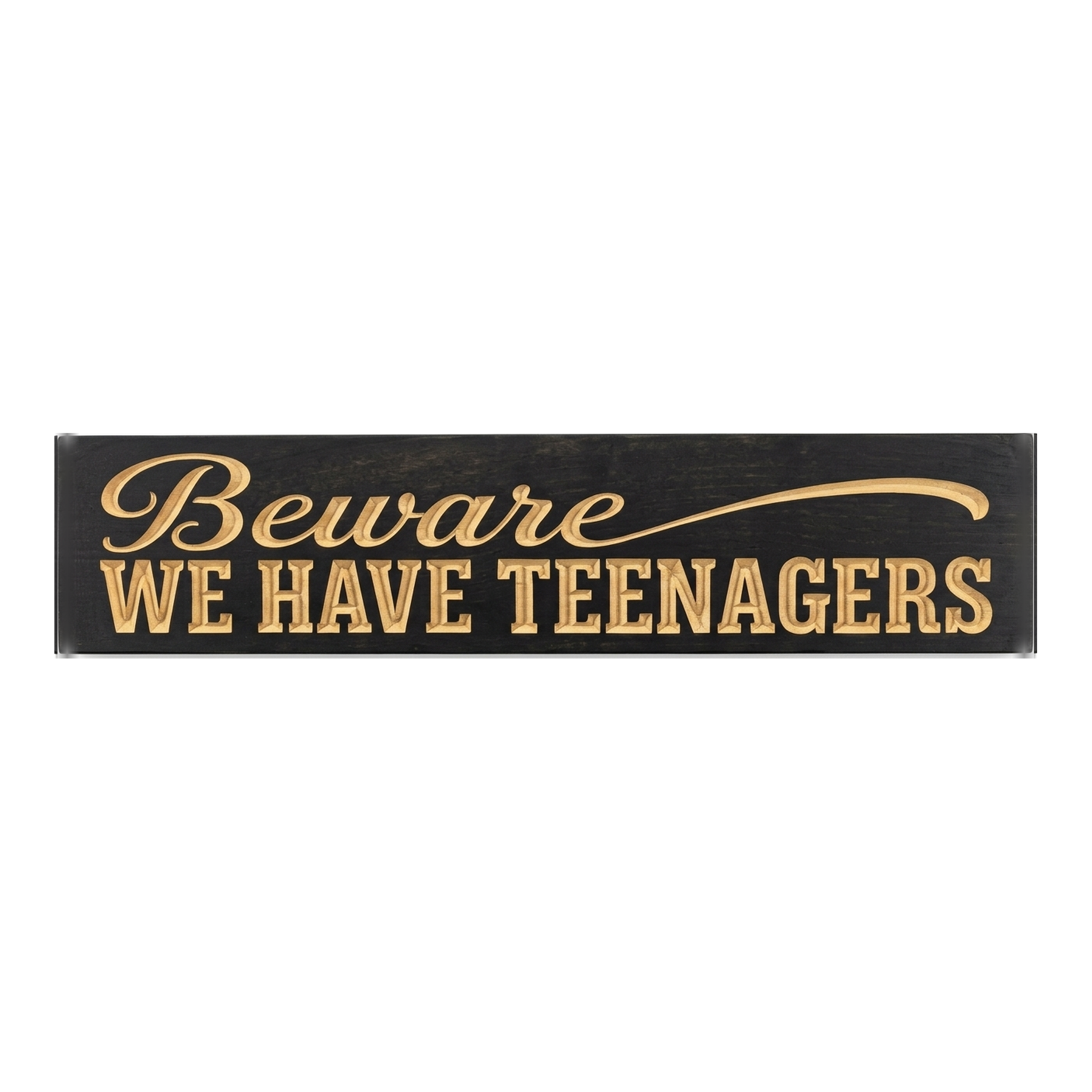 Beware Halloween Sign — Beware, We Have Teenagers — carved wood sign — Bluegrass Gifts