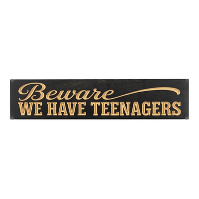 Beware Halloween Sign — Beware, We Have Teenagers — carved wood sign — Bluegrass Gifts