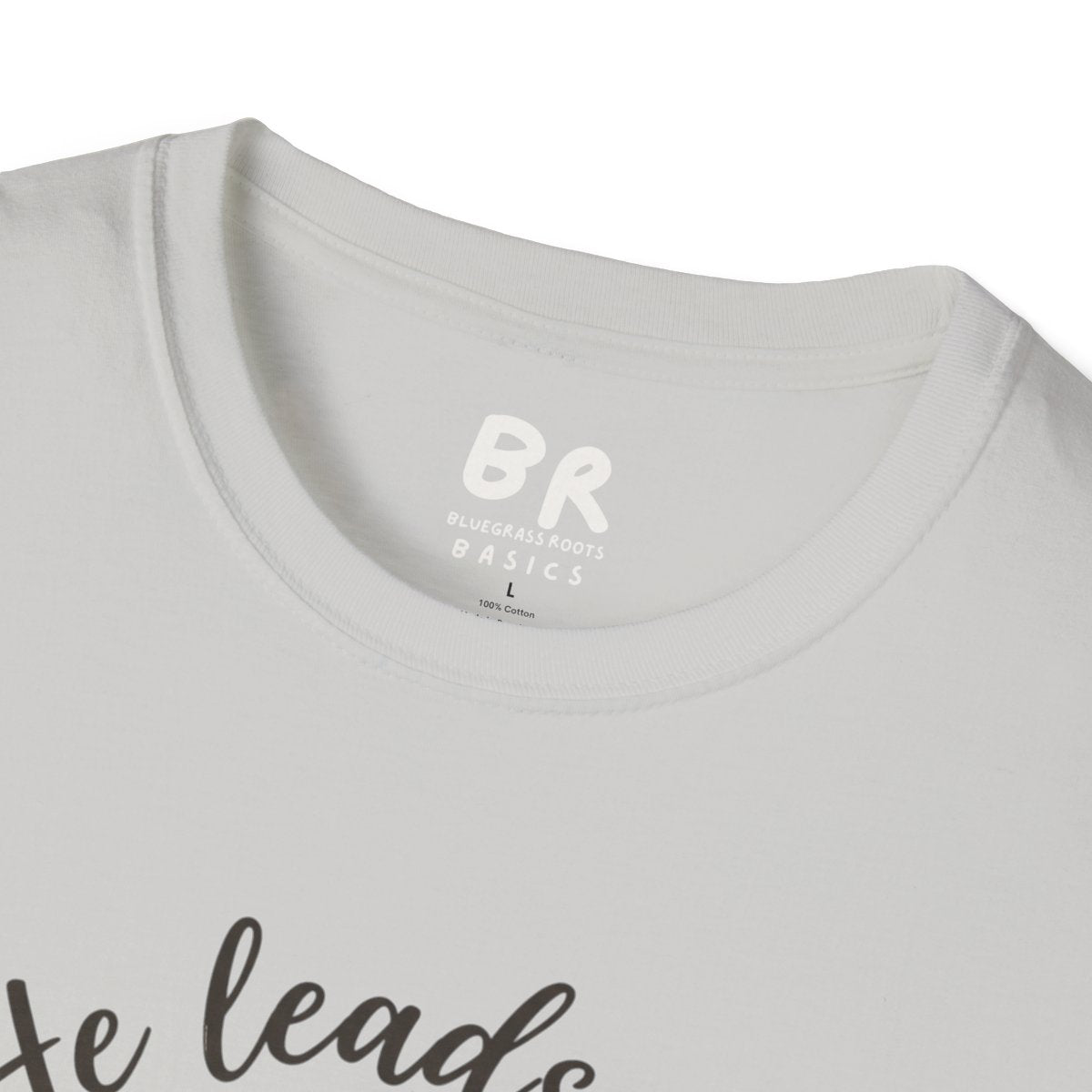 Bible Verse Shirt — Psalm 23 "Still Waters" Watercolor Tee in Ice Grey
