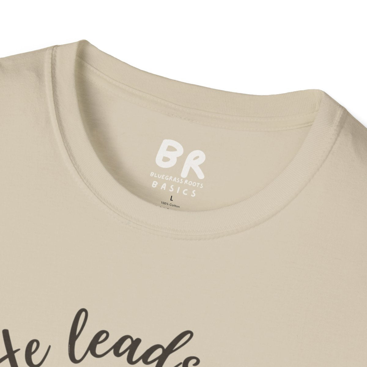 Bible Verse Shirt — Psalm 23 "Still Waters" Watercolor Tee in Sand