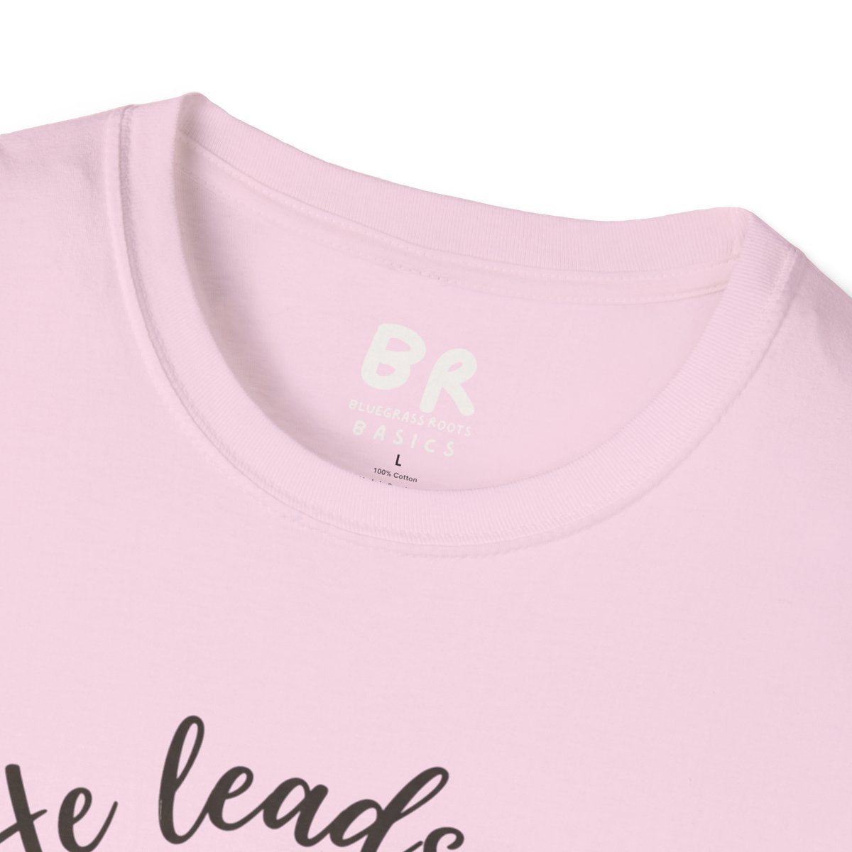 Bible Verse Shirt — Psalm 23 "Still Waters" Watercolor Tee in Light Pink