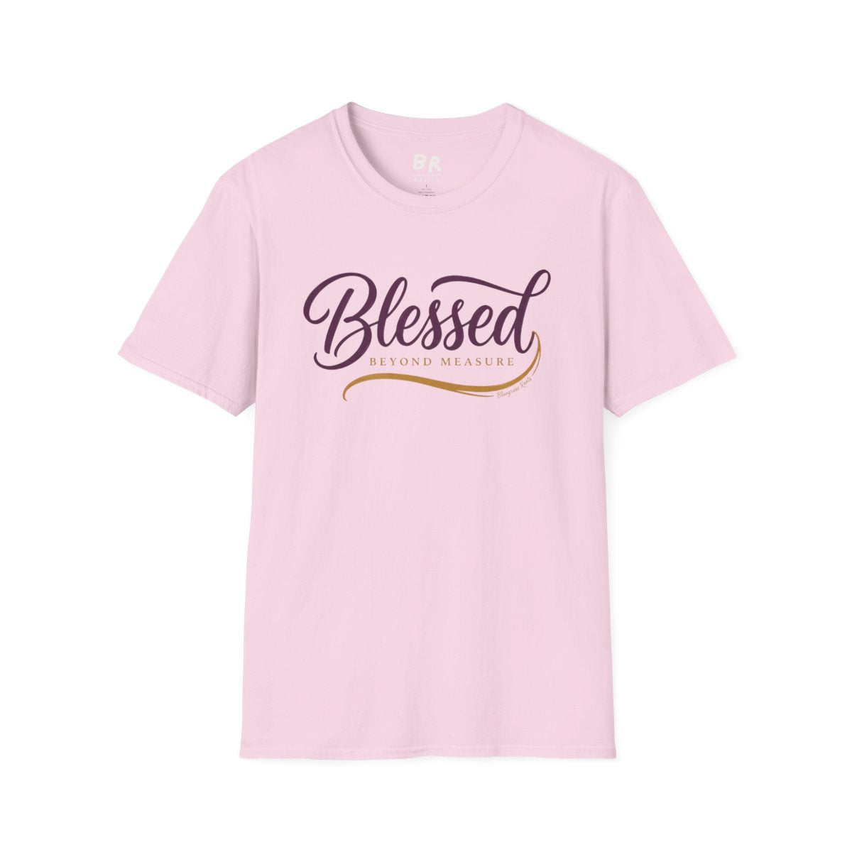 Blessed Shirt — "Blessed Beyond Measure" Script Tee in Light Pink