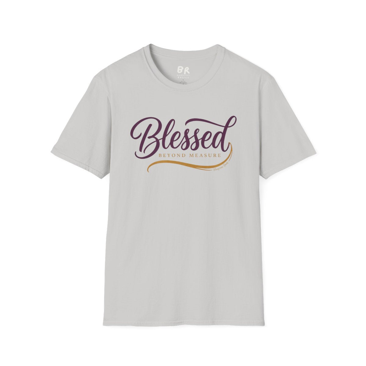 Blessed Shirt — "Blessed Beyond Measure" Script Tee in Ice Grey