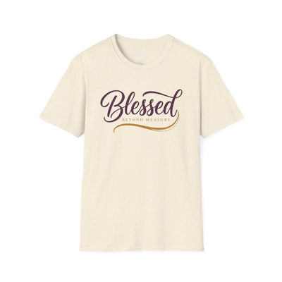 Blessed Shirt — "Blessed Beyond Measure" Script Tee in Natural
