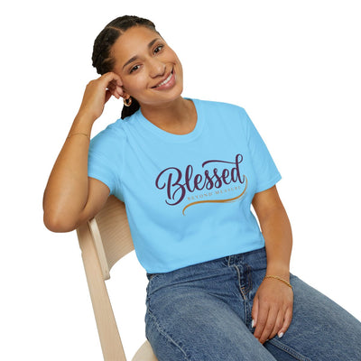 Blessed Shirt — "Blessed Beyond Measure" Script Tee in Sky