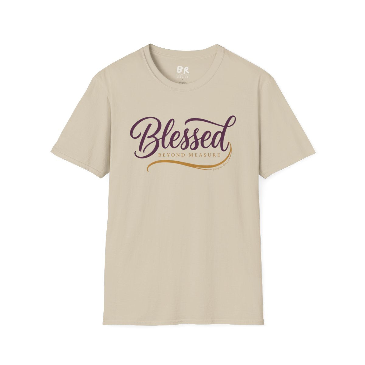 Blessed Shirt — "Blessed Beyond Measure" Script Tee in Sand