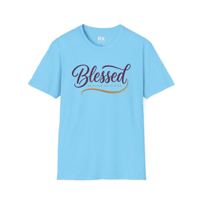 Blessed Shirt — "Blessed Beyond Measure" Script Tee in Sky