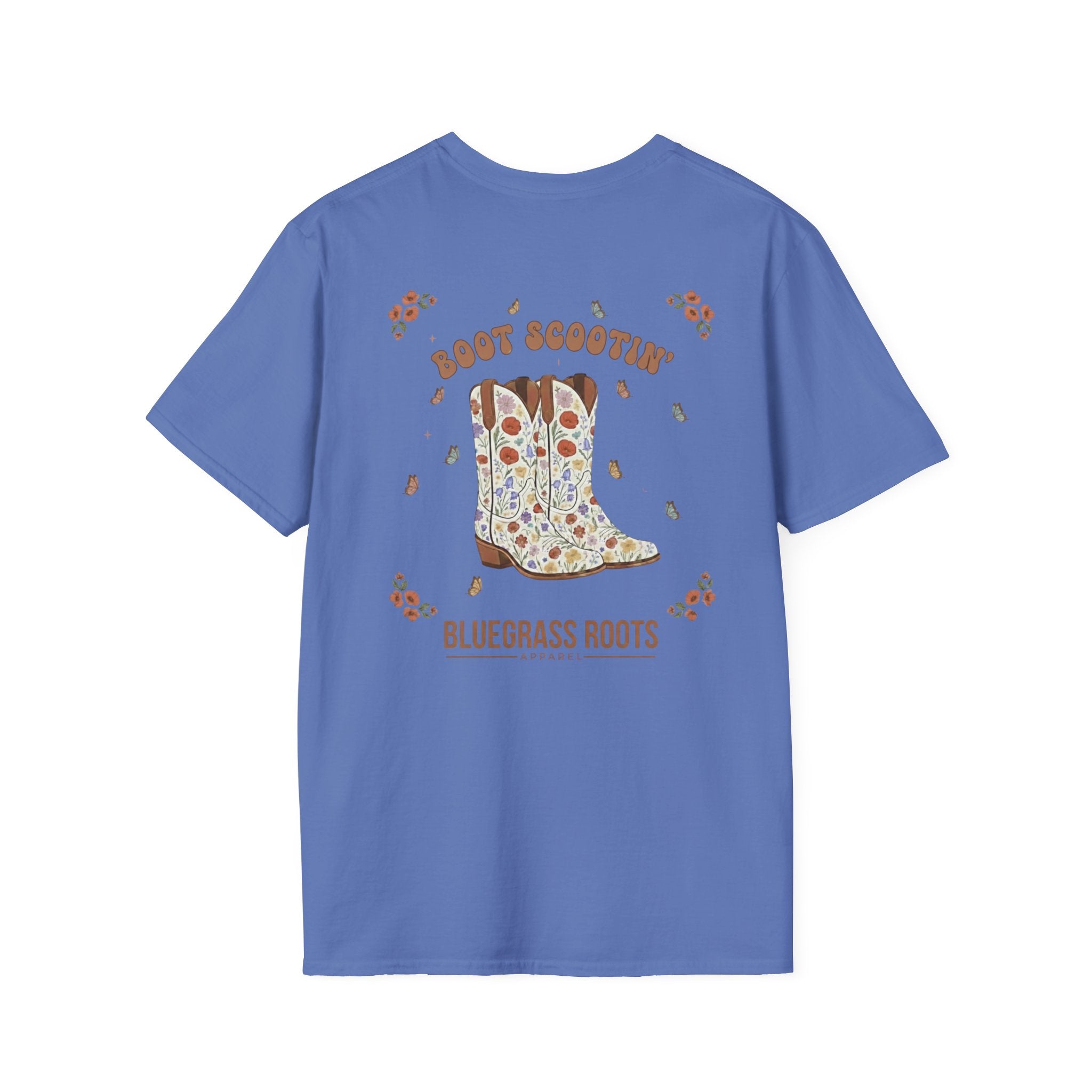 Boot Scootin’ Floral Western Boho Graphic Tee - graphic tee product mockup by Bluegrass Gifts