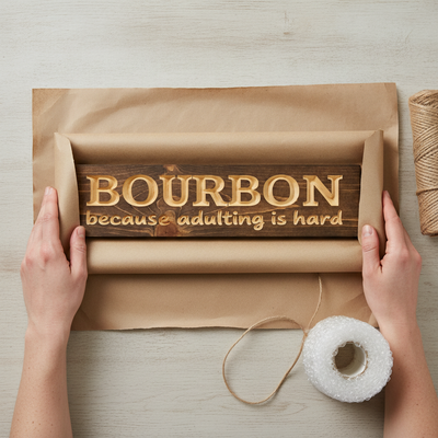 Adulting Sign — Bourbon Because Adulting Is Hard — gift-ready packaging — Bluegrass Gifts