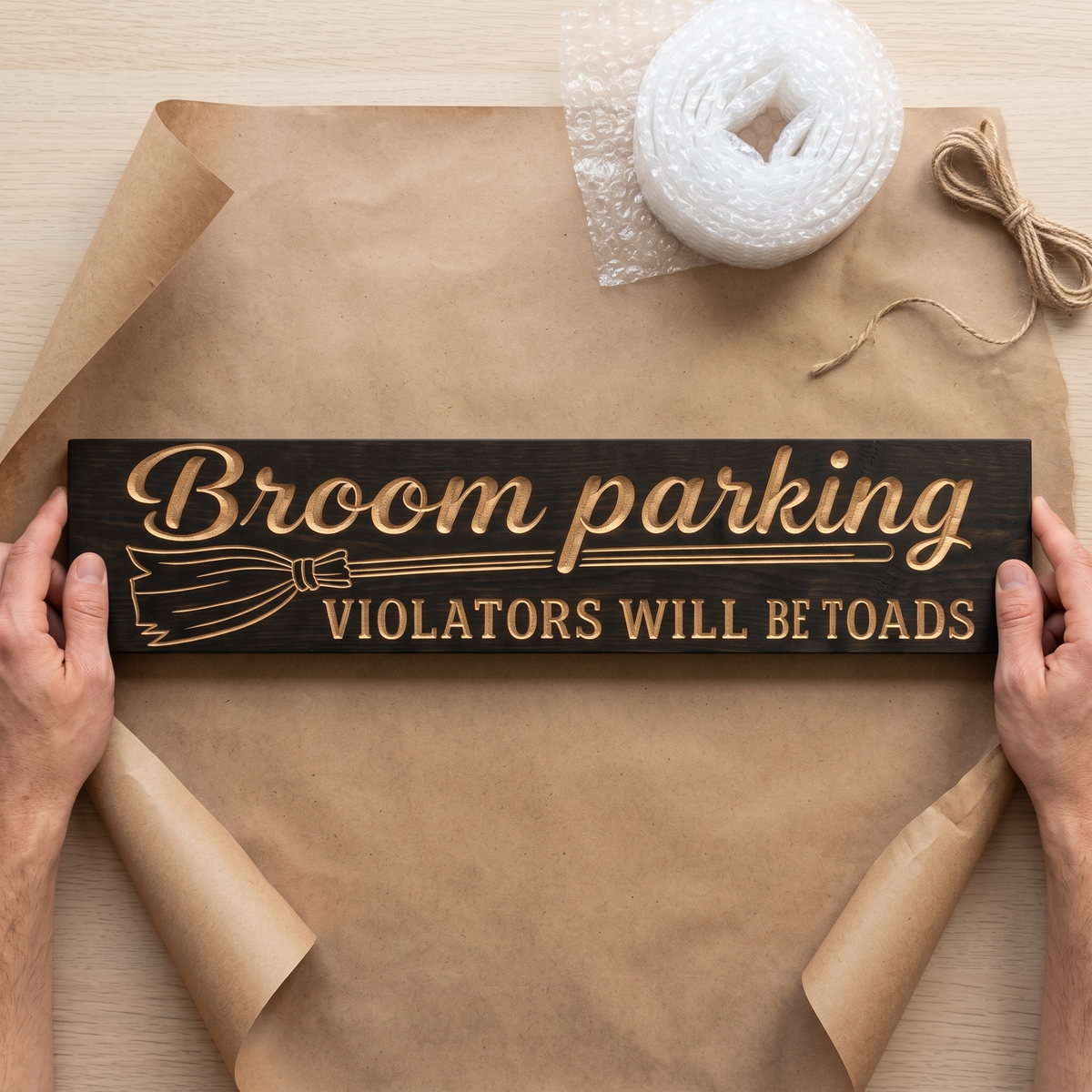 Broom Parking Sign — Violators Will Be Toads — gift-ready packaging — Bluegrass Gifts