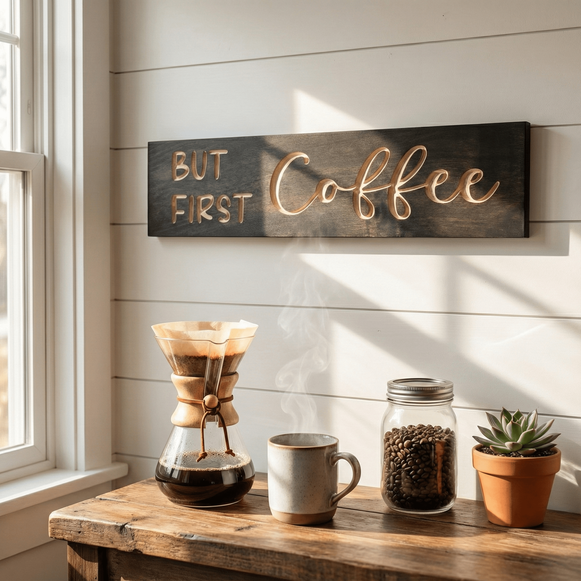bluegrass-gifts-wooden-sign-sizes - but first coffee wood sign by Bluegrass Gifts, handmade in Kentucky