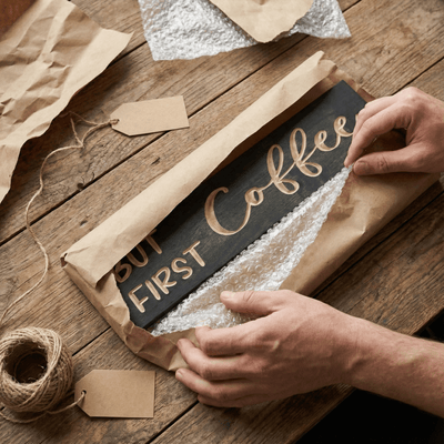 cozy-home-decor-reading-nook-coffee-sign - but first coffee wood sign by Bluegrass Gifts, handmade in Kentucky