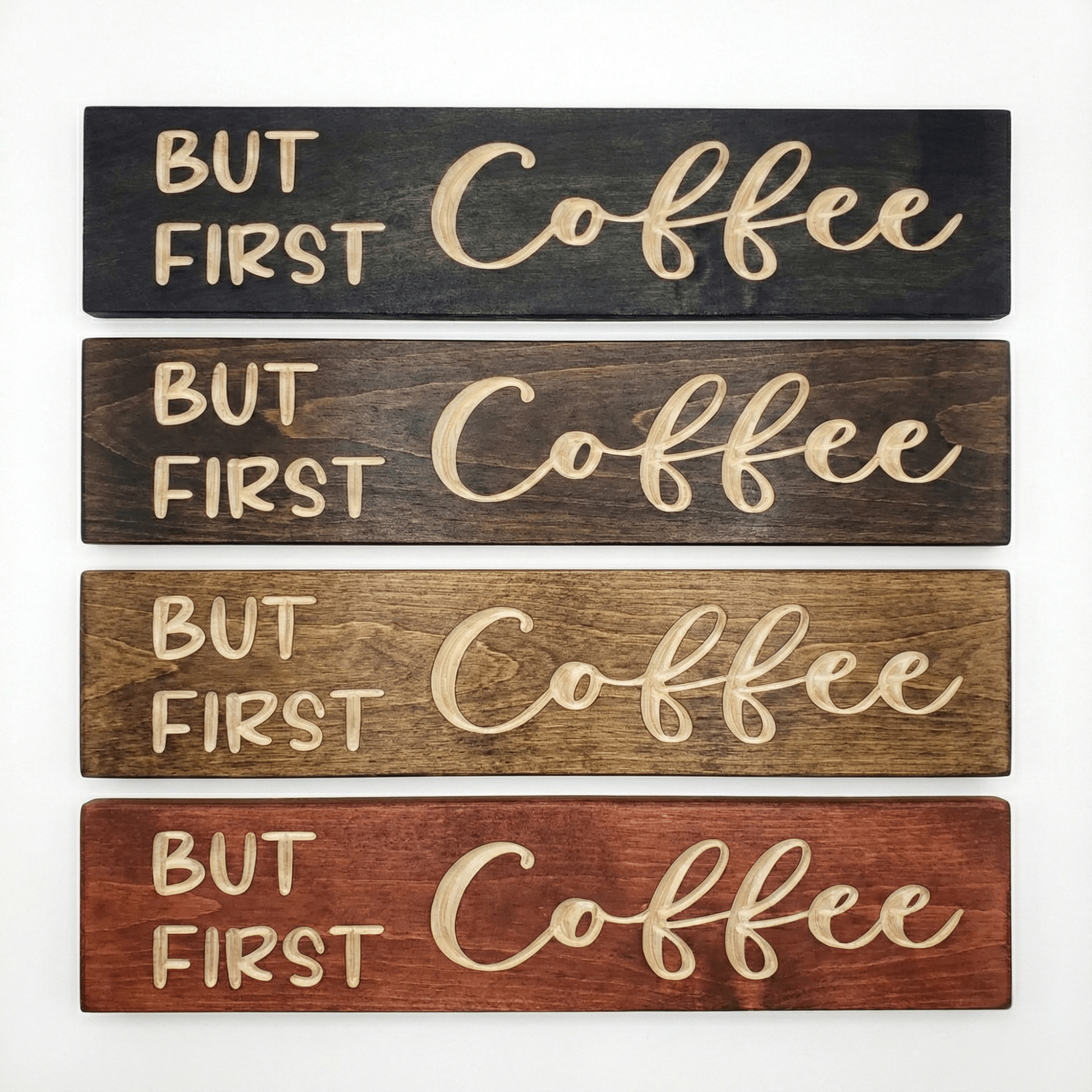 rustic-coffee-sign-side-profile-view - but first coffee wood sign by Bluegrass Gifts, handmade in Kentucky
