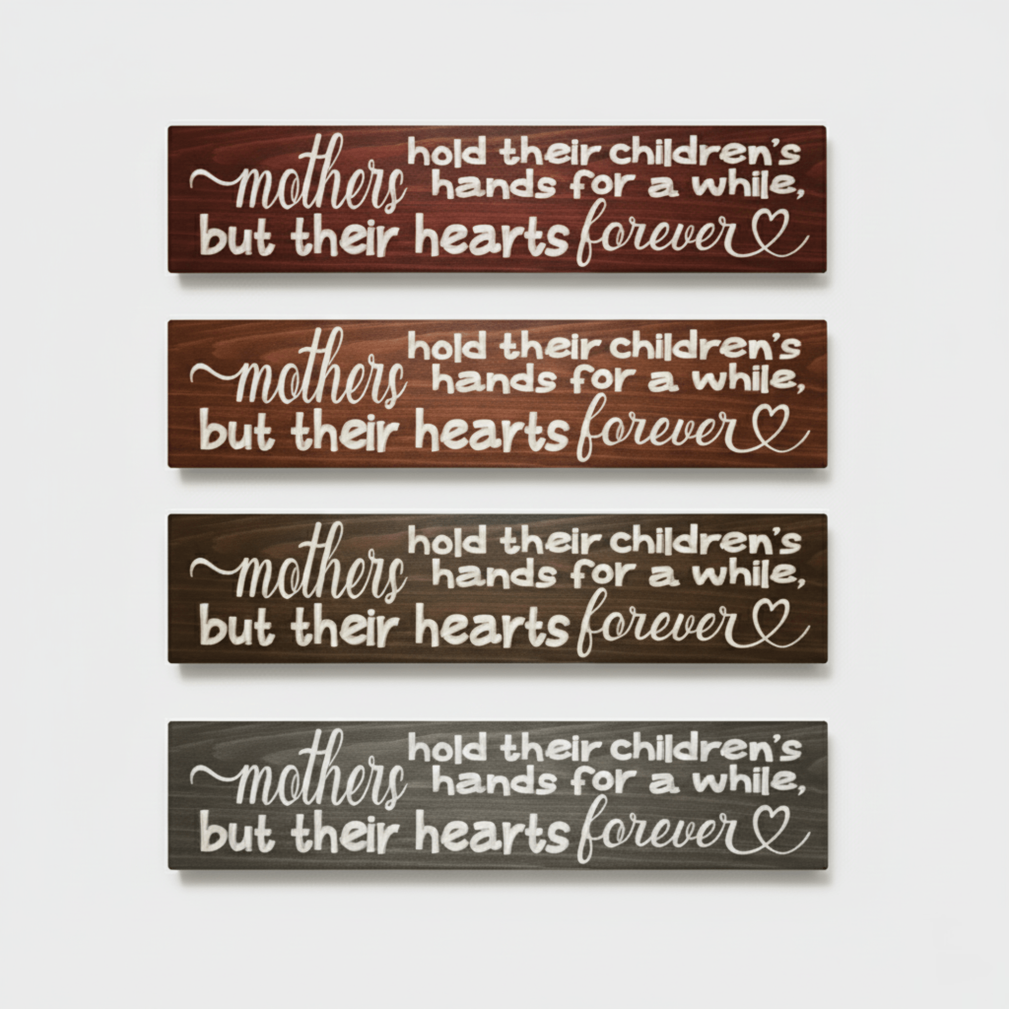 solid-wood-sign-finishes-walnut-ebony-grey - carved wood mothers quote sign wood by Bluegrass Gifts