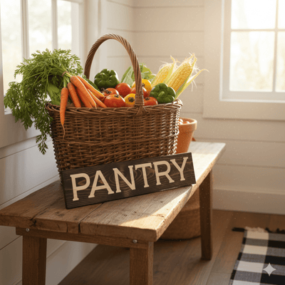 handcrafted-pantry-sign-packaging-reveal - carved wood pantry sign wood sign by Bluegrass Gifts, handmade in Kentucky