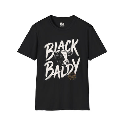 A black Cattle Shirt - Black Baldy displayed flat, showing the graphic and the brand tag at the collar
