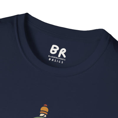 Christian Graphic Tee — "Deliver Us From Evil" Tattoo Shirt in Navy