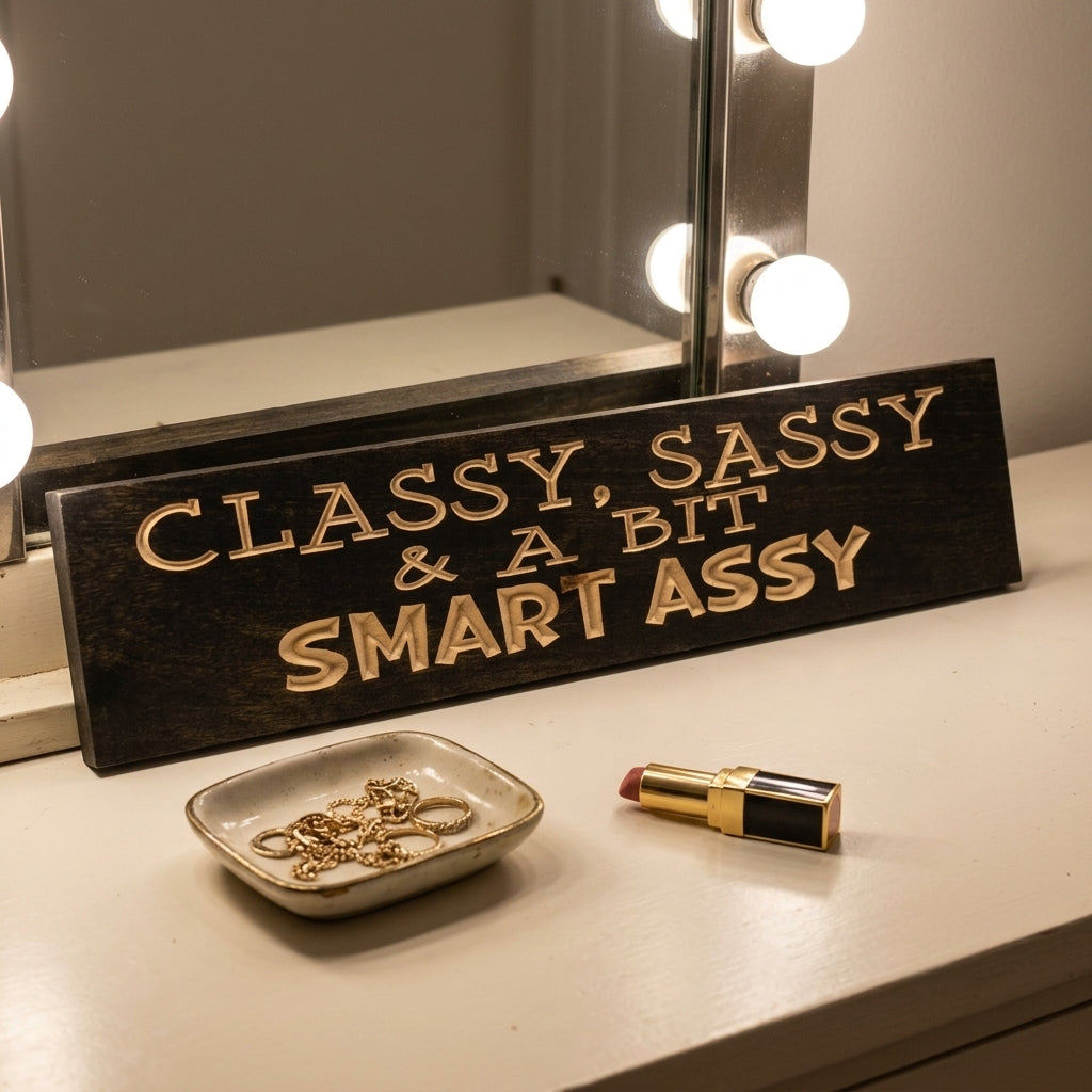 Classy Sassy and a Bit Smart Assy Sign — Carved Wood Decor