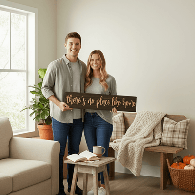 no-place-like-home-wooden-sign-gift-packaging - cnc carved wooden sign wood sign by Bluegrass Gifts, handmade in Kentucky