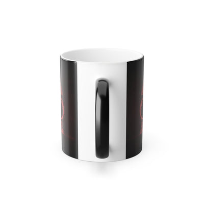 Code Red Cherry Club Magic Mug - 11oz coffee mug held in hand showing size by Bluegrass Gifts
