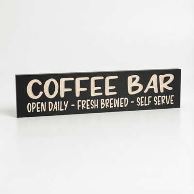 cnc-carved-lettering-detail-coffee-bar-sign - coffee bar wood sign by Bluegrass Gifts, handmade in Kentucky