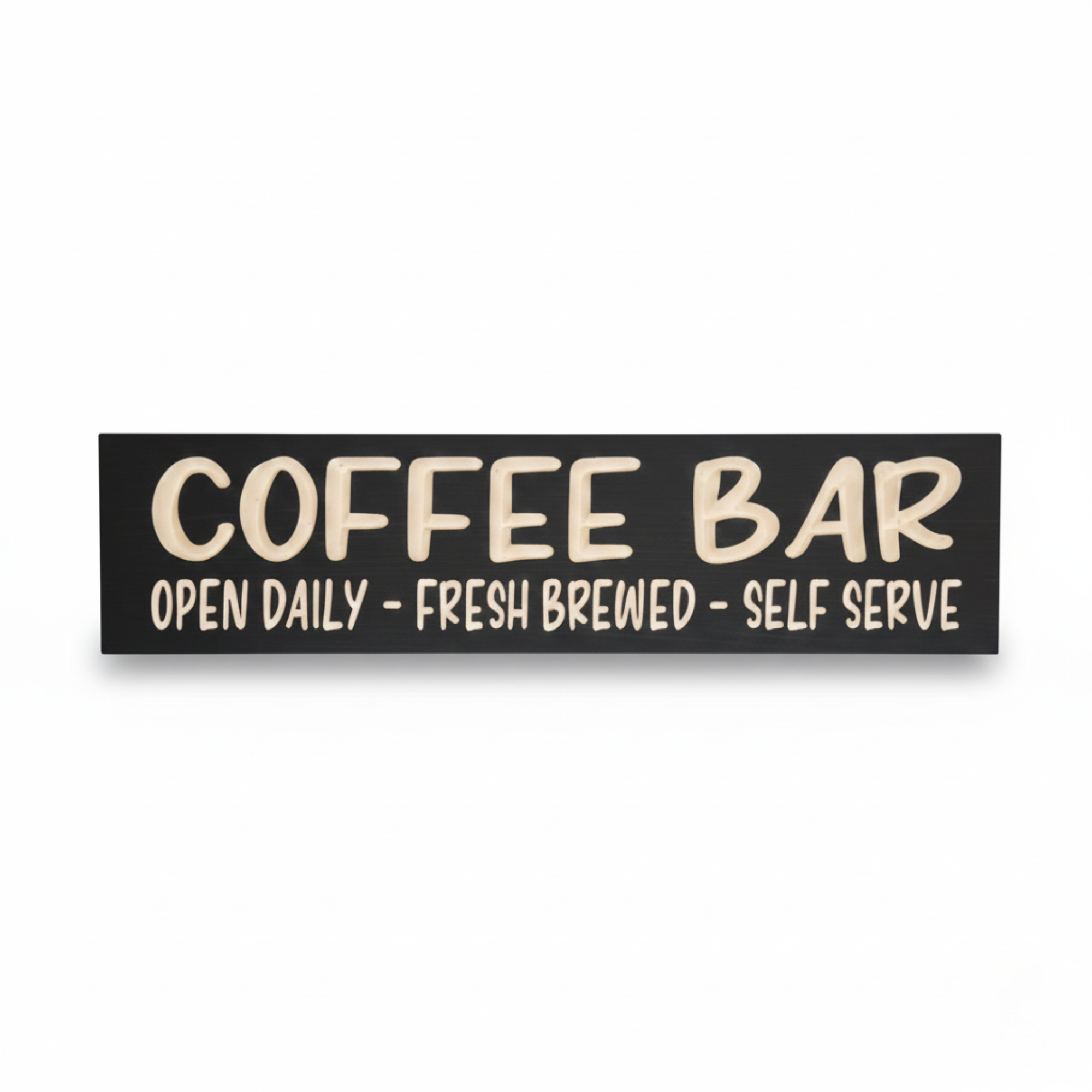 Main product shot of the "Coffee Bar" carved wood sign by Bluegrass Gifts on a clean white background.