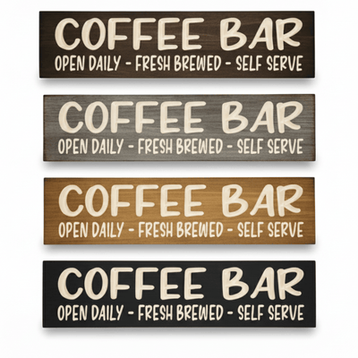 rustic-black-coffee-bar-sign-angled-view - coffee bar wood sign by Bluegrass Gifts, handmade in Kentucky