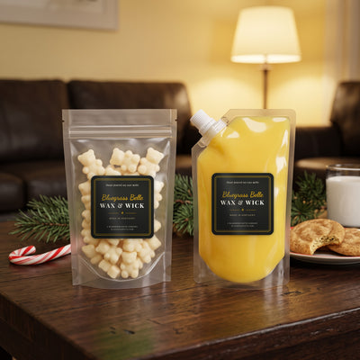 Cookies for Santa squeeze wax melt pouch and wax melt tarts by Bluegrass Belle Wax & Wick