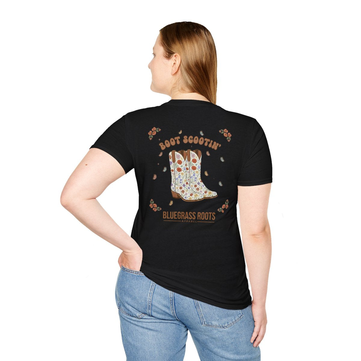 Country Concert Shirt — "Boot Scootin'" Western Boho Tee in Black