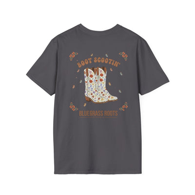 Country Concert Shirt — "Boot Scootin'" Western Boho Tee in Charcoal