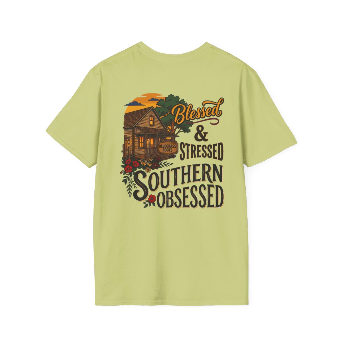 Country Shirt for Women — "Blessed, Stressed & Southern Obsessed" in Pistachio