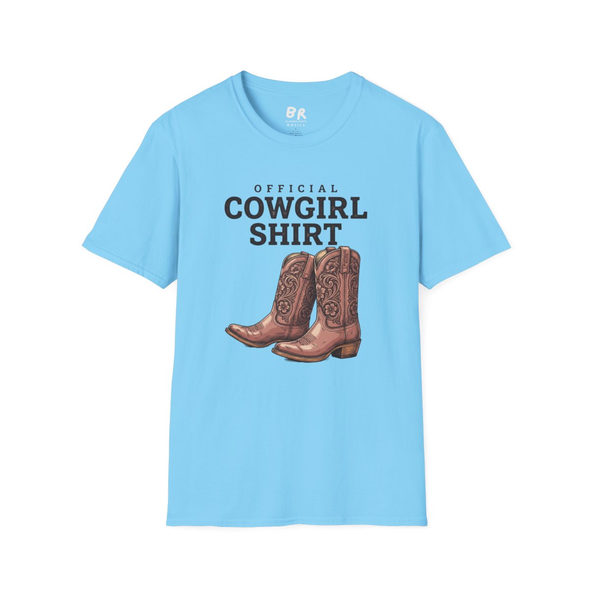 Cowgirl Shirt — "Official Cowgirl Shirt" Boots Graphic Tee in Sky
