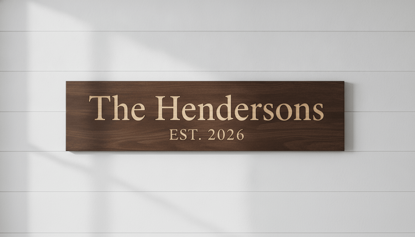 Realtor Closing Gift — Personalized Family Name Sign – styled on wall – Bluegrass Gifts