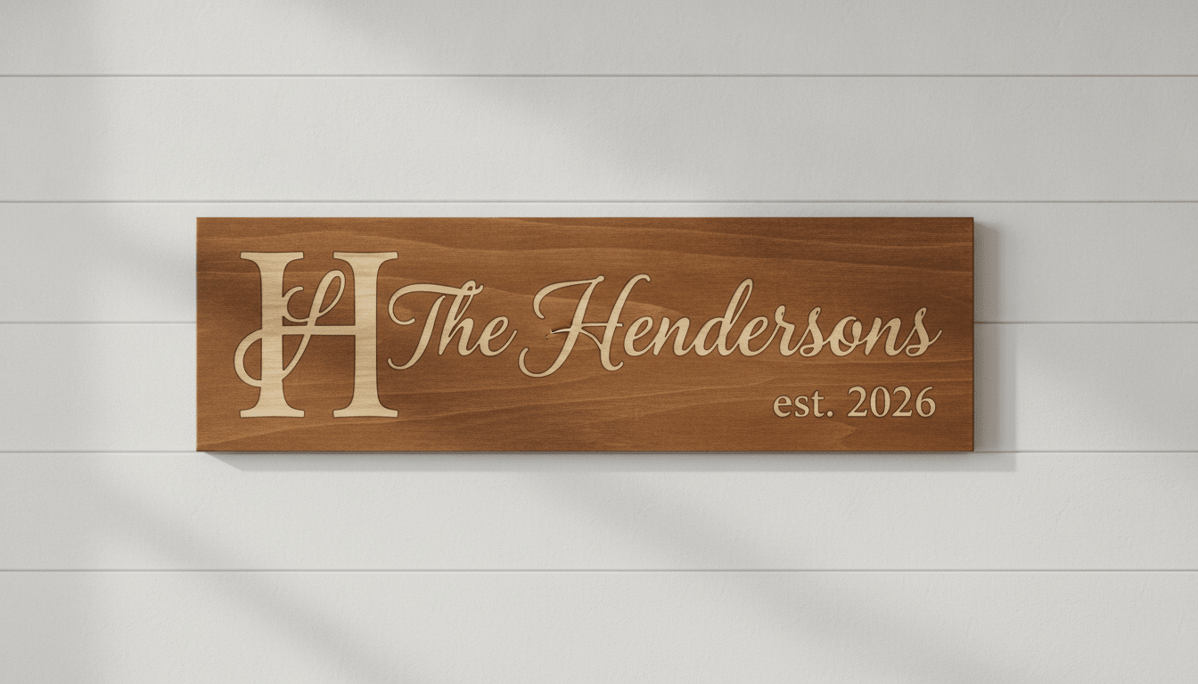 Realtor Closing Gift — Personalized Family Name Sign – styled on wall – Bluegrass Gifts
