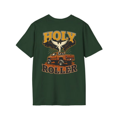 Diesel Truck Shirt — "Holy Roller" Faith Graphic Tee in Forest Green