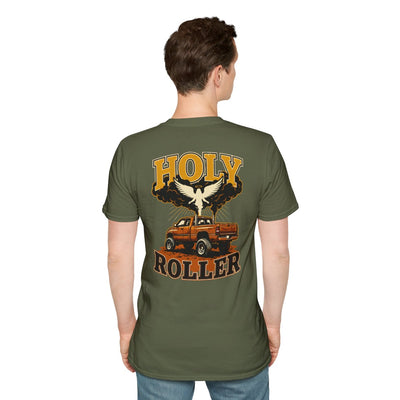 Diesel Truck Shirt — "Holy Roller" Faith Graphic Tee in Military Green