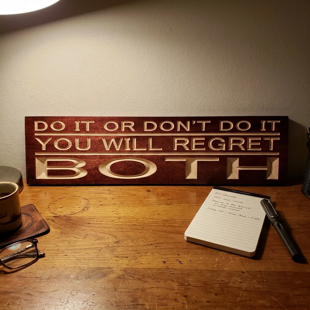 Do It or Don't — You Will Regret Both | Carved Wood Sign