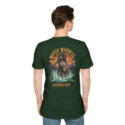 Duck Hunting Shirt — "Marsh Madness" Duck Dog Graphic Tee in Forest Green