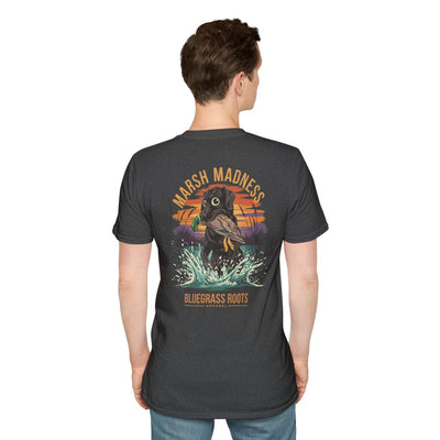 Duck Hunting Shirt — "Marsh Madness" Duck Dog Graphic Tee in Dark Heather