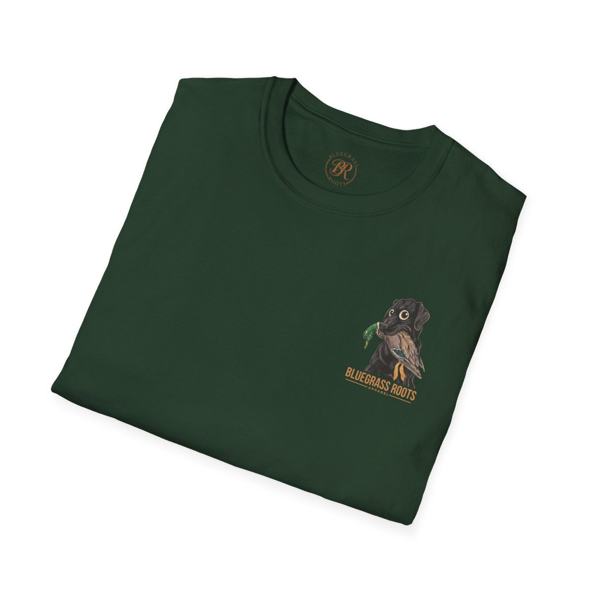 Duck Hunting Shirt — "Marsh Madness" Duck Dog Graphic Tee in Forest Green