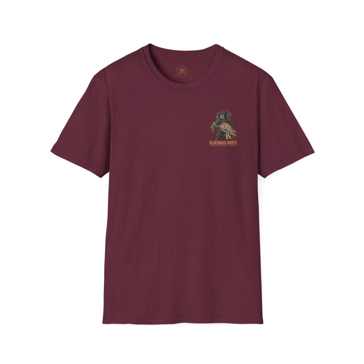 Duck Hunting Shirt — "Marsh Madness" Duck Dog Graphic Tee in Maroon