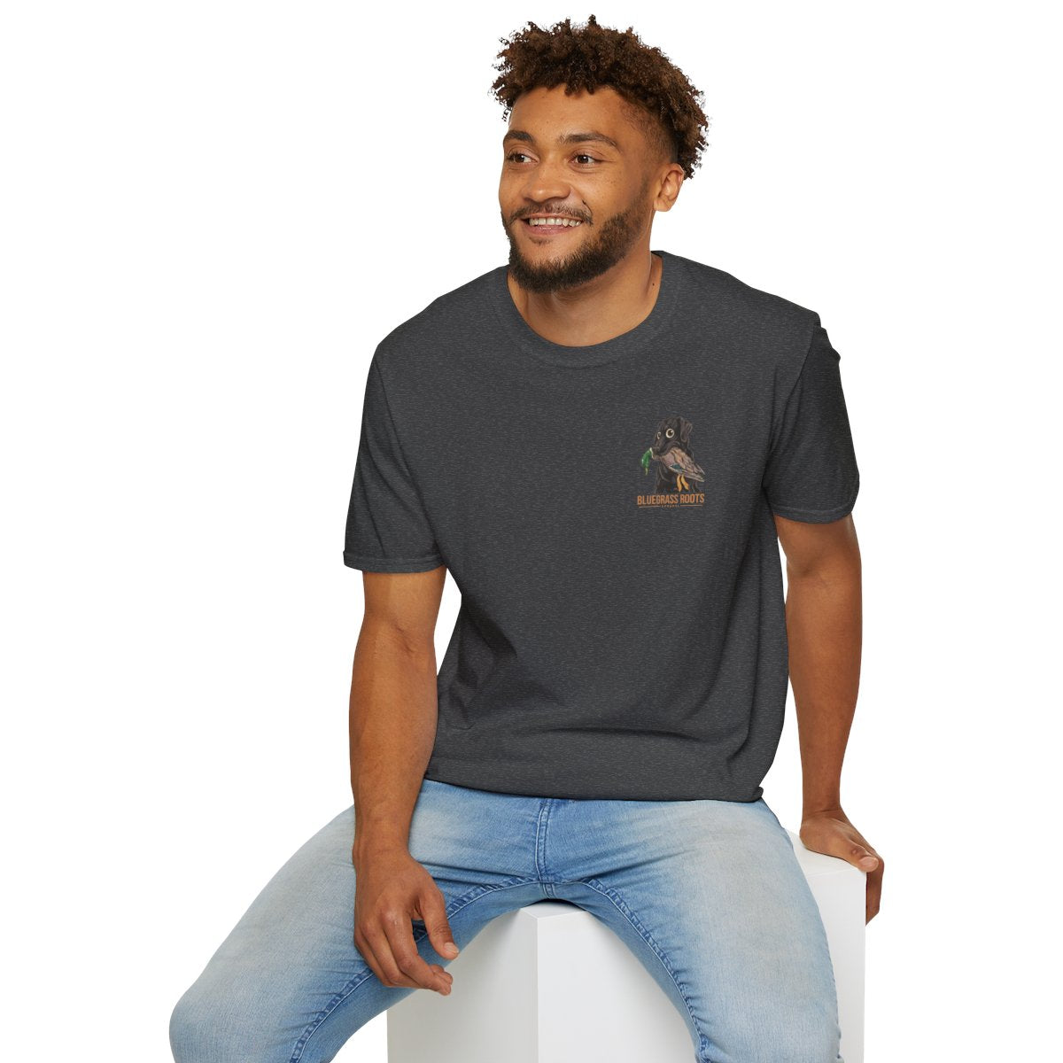 Duck Hunting Shirt — "Marsh Madness" Duck Dog Graphic Tee in Dark Heather