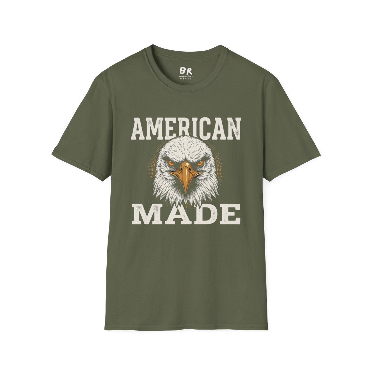 Eagle Shirt — "American Made" Bald Eagle Graphic Tee in Military Green