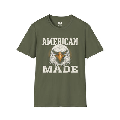 Eagle Shirt — "American Made" Bald Eagle Graphic Tee in Military Green