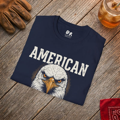 Eagle Shirt — "American Made" Bald Eagle Graphic Tee in Navy